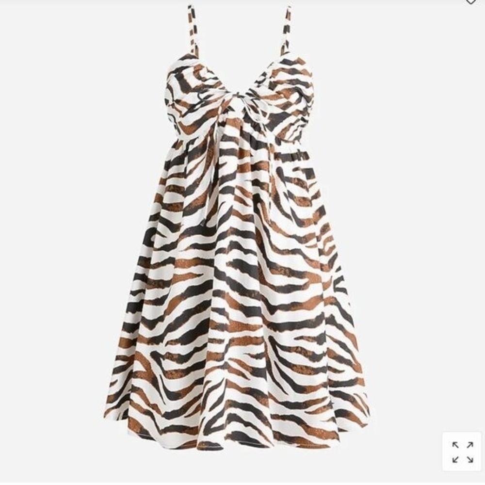 J.Crew Keyhole Mini Dress Zebra Stripe Mob Wife Animal Print Sz 10 NWT
